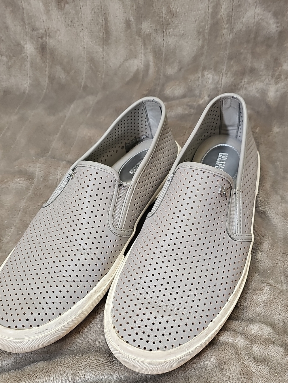 Michael Kors Perforated Slip-On City Sneaker Loafers in Taupe